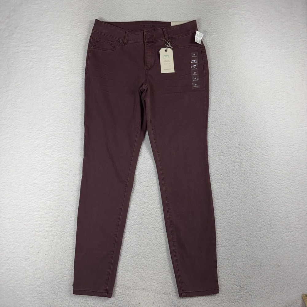 Maurices Denim Flex Jegging Jeans Womens M 30x29 Maroon Wash Mid Rise Pants NWT